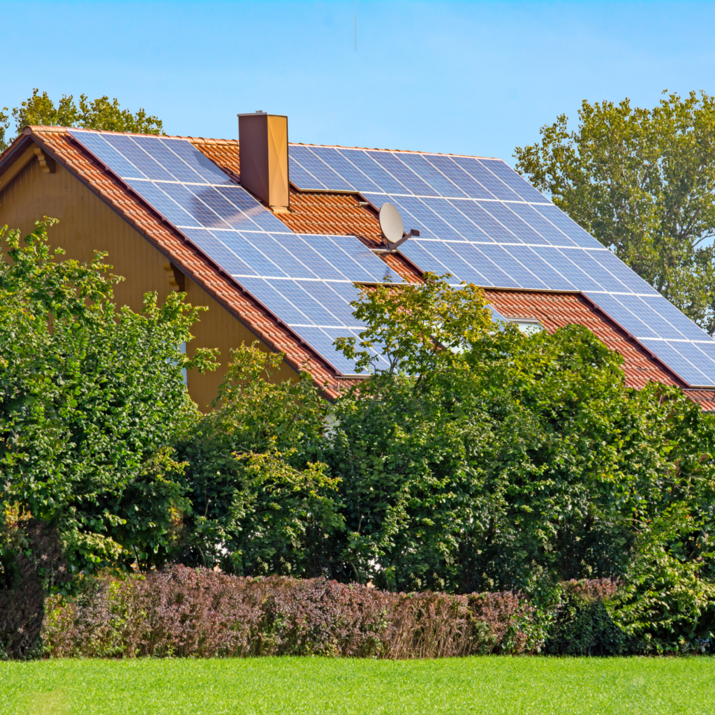 Home with Solar Panels on the roof